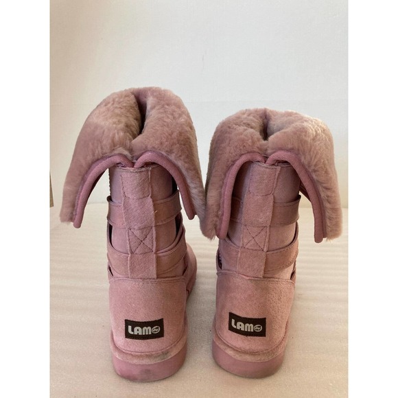 LAMO Womens Pink Suede Winter Boots 8.5 Furry - Picture 8 of 10